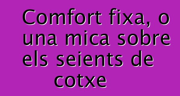 Comfort fixa, o una mica sobre els seients de cotxe