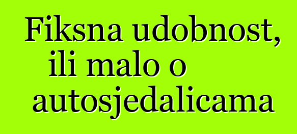 Fiksna udobnost, ili malo o autosjedalicama