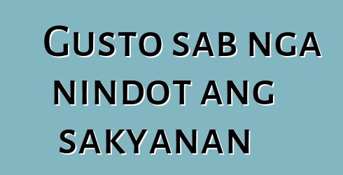 Gusto sab nga nindot ang sakyanan