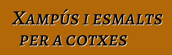 Xampús i esmalts per a cotxes