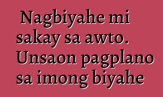 Nagbiyahe mi sakay sa awto. Unsaon pagplano sa imong biyahe