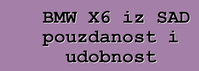 BMW X6 iz SAD pouzdanost i udobnost