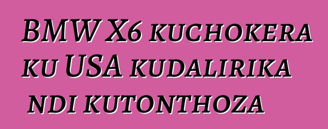 BMW X6 kuchokera ku USA kudalirika ndi kutonthoza