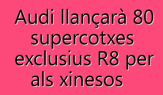 Audi llançarà 80 supercotxes exclusius R8 per als xinesos