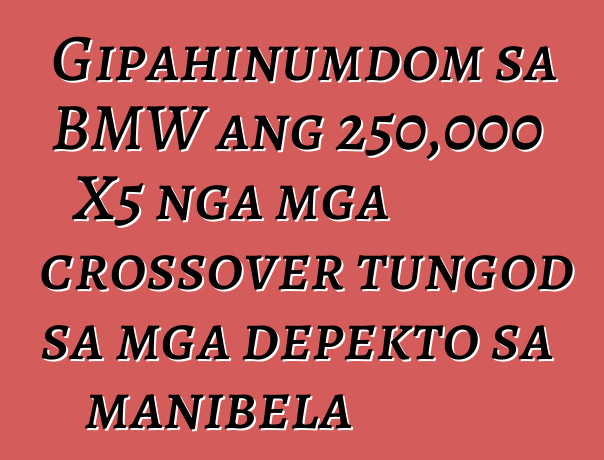 Gipahinumdom sa BMW ang 250,000 X5 nga mga crossover tungod sa mga depekto sa manibela