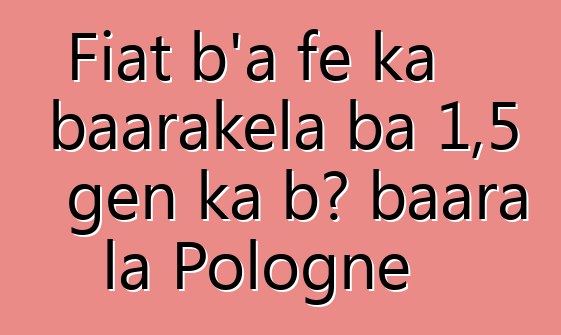 Fiat b'a fɛ ka baarakɛla ba 1,5 gɛn ka bɔ baara la Pologne