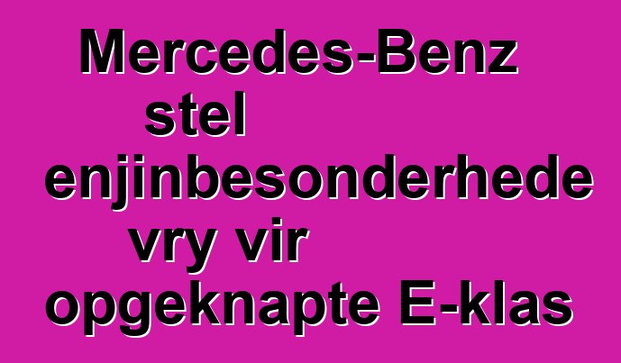 Mercedes-Benz stel enjinbesonderhede vry vir opgeknapte E-klas