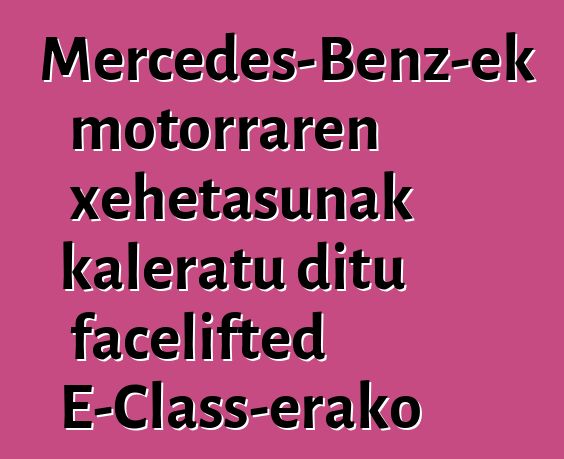 Mercedes-Benz-ek motorraren xehetasunak kaleratu ditu facelifted E-Class-erako