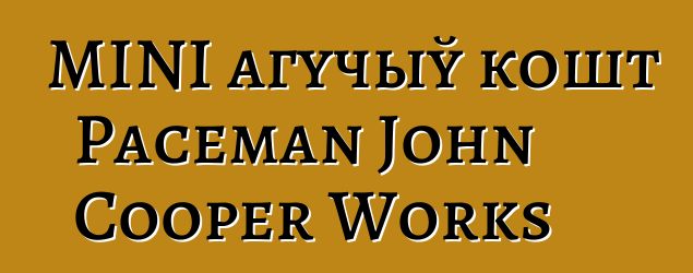 MINI агучыў кошт Paceman John Cooper Works