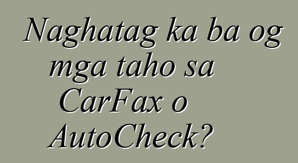 Naghatag ka ba og mga taho sa CarFax o AutoCheck?
