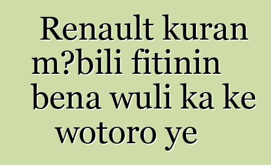 Renault kuran mɔbili fitinin bɛna wuli ka kɛ wotoro ye