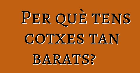 Per què tens cotxes tan barats?