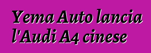 Yema Auto lancia l'Audi A4 cinese