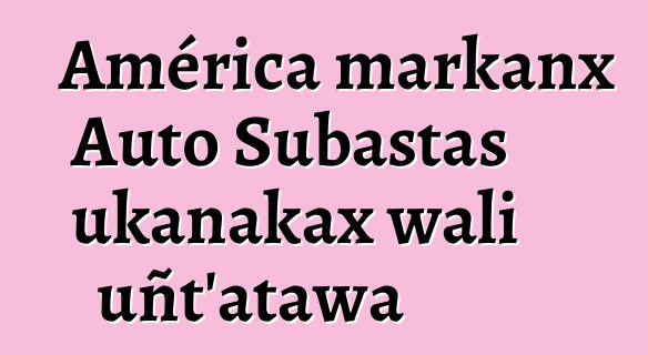 América markanx Auto Subastas ukanakax wali uñt'atawa