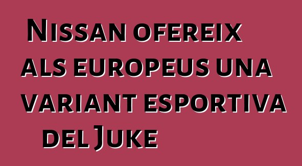 Nissan ofereix als europeus una variant esportiva del Juke