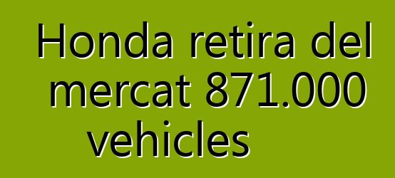 Honda retira del mercat 871.000 vehicles
