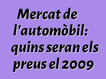 Mercat de l'automòbil: quins seran els preus el 2009