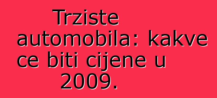 Tržište automobila: kakve će biti cijene u 2009.