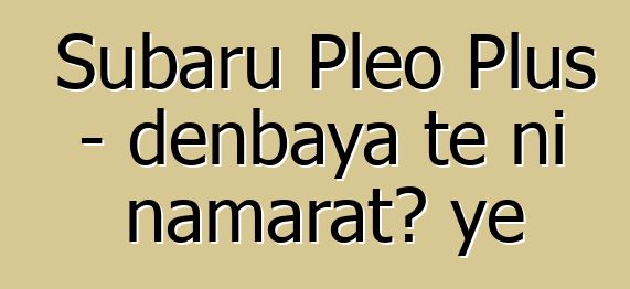 Subaru Pleo Plus - denbaya tɛ ni namaratɔ ye