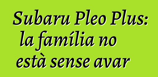 Subaru Pleo Plus: la família no està sense avar