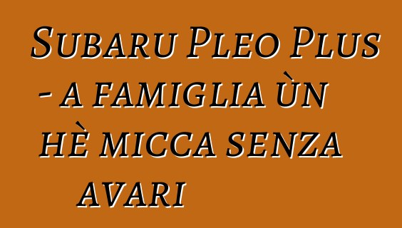Subaru Pleo Plus - a famiglia ùn hè micca senza avari