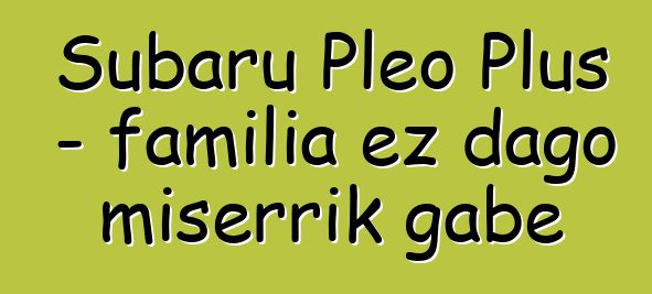 Subaru Pleo Plus - familia ez dago miserrik gabe