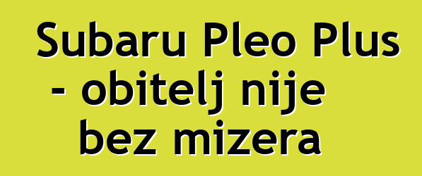 Subaru Pleo Plus - obitelj nije bez mizera