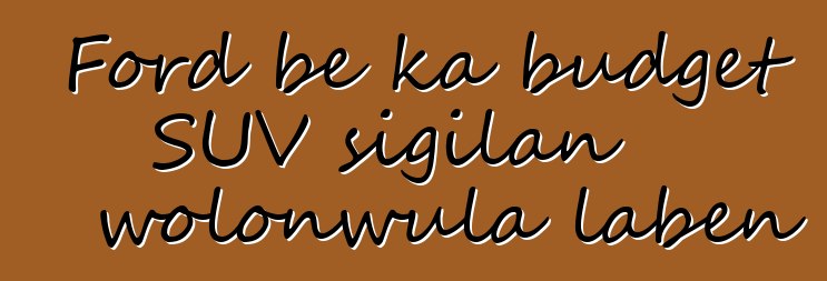 Ford bɛ ka budget SUV sigilan wolonwula labɛn