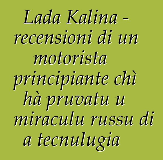 Lada Kalina - recensioni di un motorista principiante chì hà pruvatu u miraculu russu di a tecnulugia
