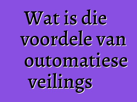 Wat is die voordele van outomatiese veilings