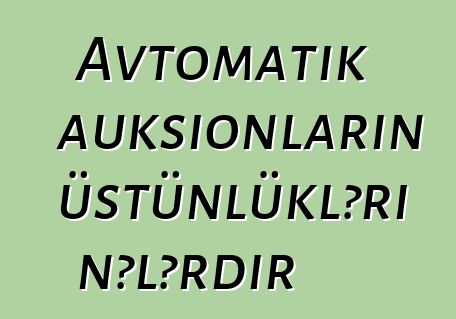 Avtomatik auksionların üstünlükləri nələrdir