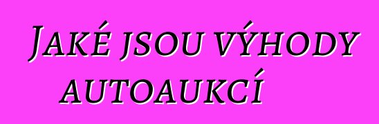 Jaké jsou výhody autoaukcí