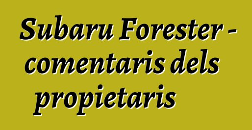 Subaru Forester – comentaris dels propietaris