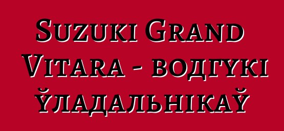 Suzuki Grand Vitara - водгукі ўладальнікаў