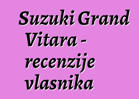 Suzuki Grand Vitara - recenzije vlasnika