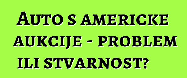 Auto s američke aukcije - problem ili stvarnost?