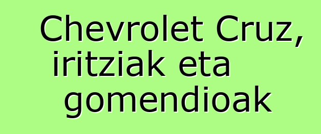 Chevrolet Cruz, iritziak eta gomendioak