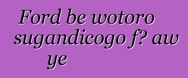 Ford bɛ wotoro sugandicogo fɔ aw ye