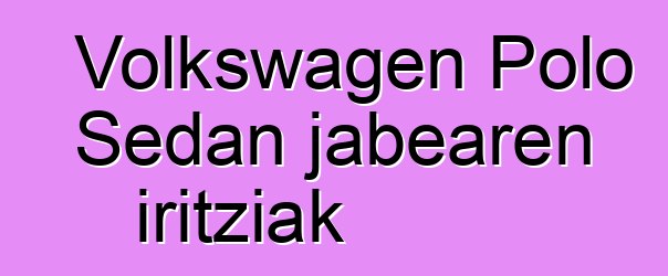Volkswagen Polo Sedan jabearen iritziak