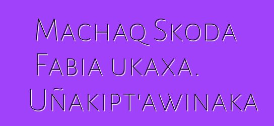 Machaq Skoda Fabia ukaxa. Uñakipt’awinaka