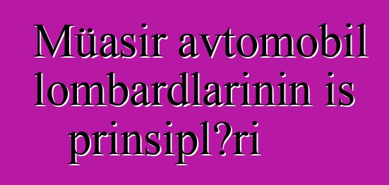Müasir avtomobil lombardlarının iş prinsipləri