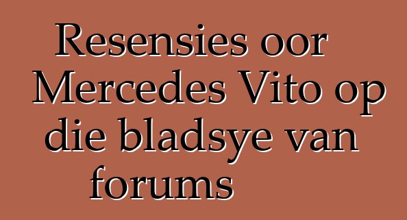 Resensies oor Mercedes Vito op die bladsye van forums