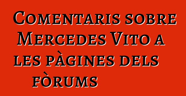 Comentaris sobre Mercedes Vito a les pàgines dels fòrums
