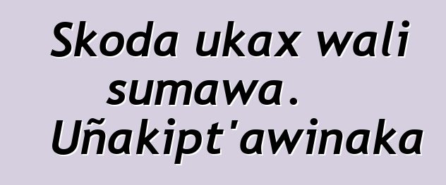 Skoda ukax wali sumawa. Uñakipt’awinaka