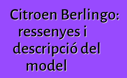 Citroen Berlingo: ressenyes i descripció del model