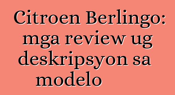 Citroen Berlingo: mga review ug deskripsyon sa modelo