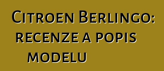 Citroen Berlingo: recenze a popis modelu