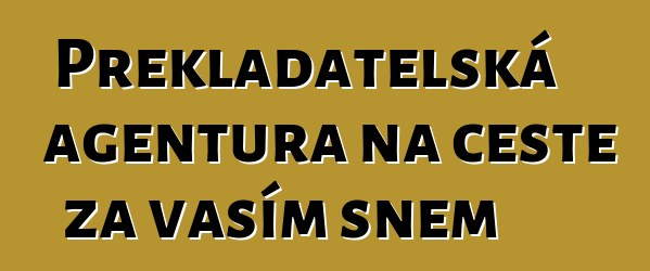 Překladatelská agentura na cestě za vaším snem