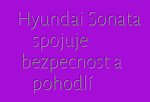 Hyundai Sonata spojuje bezpečnost a pohodlí