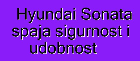 Hyundai Sonata spaja sigurnost i udobnost